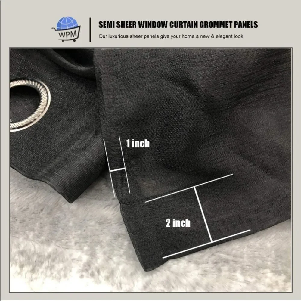 COPY - Black Sheer Window Curtain Panels Solid  Drapes Set of 2 (Black, 54W X 4…